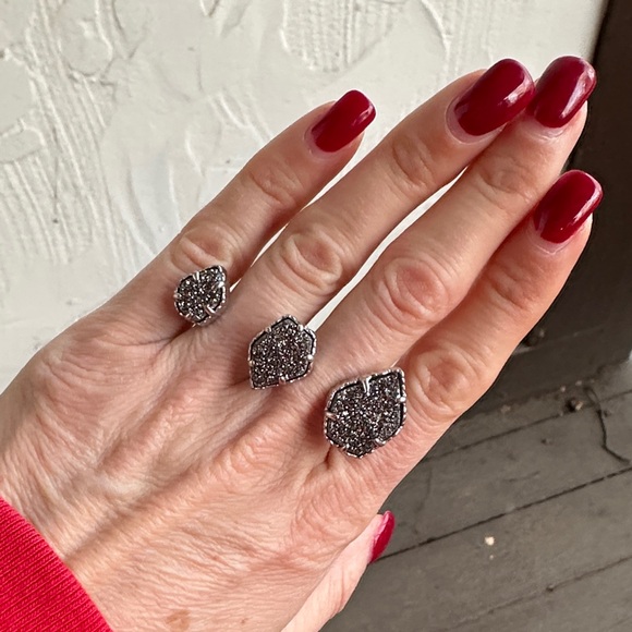 Kendra Scott Silver Drusy 3 Stone Ring - Picture 2 of 4